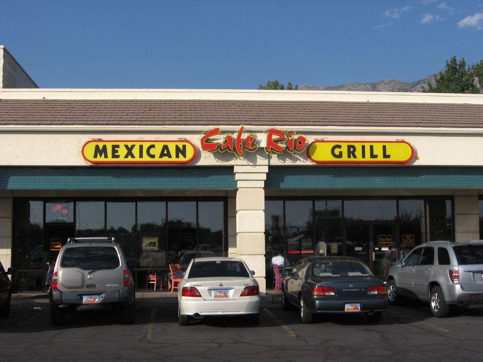 Cafe Rio Mexican Grill storefront sign, an early stop for anyone researching Cafe Rio vegetarian options