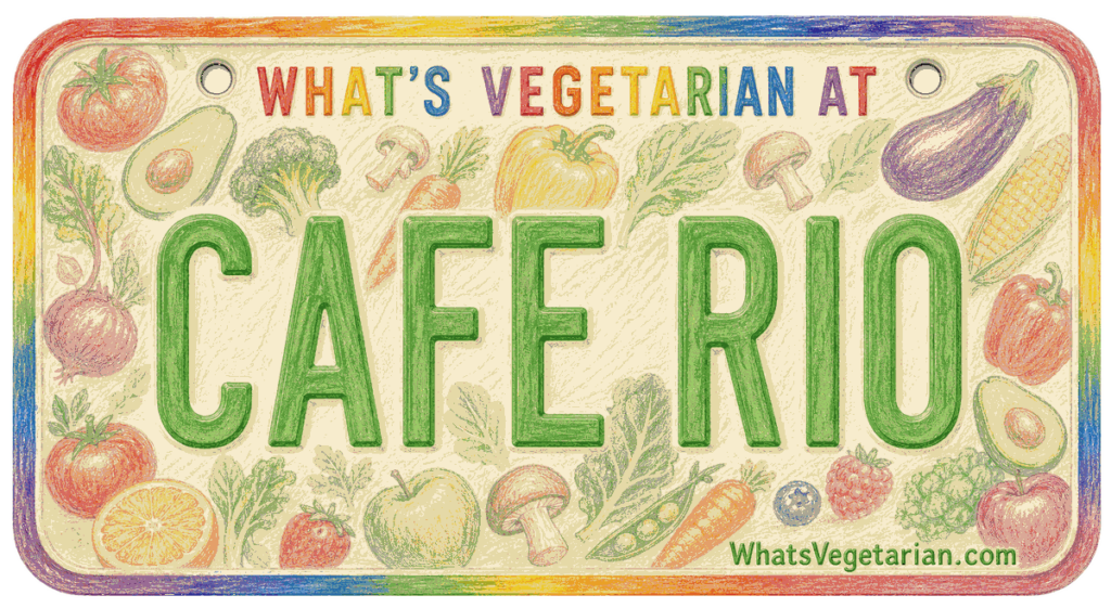 Cafe Rio vegetarian options license plate graphic