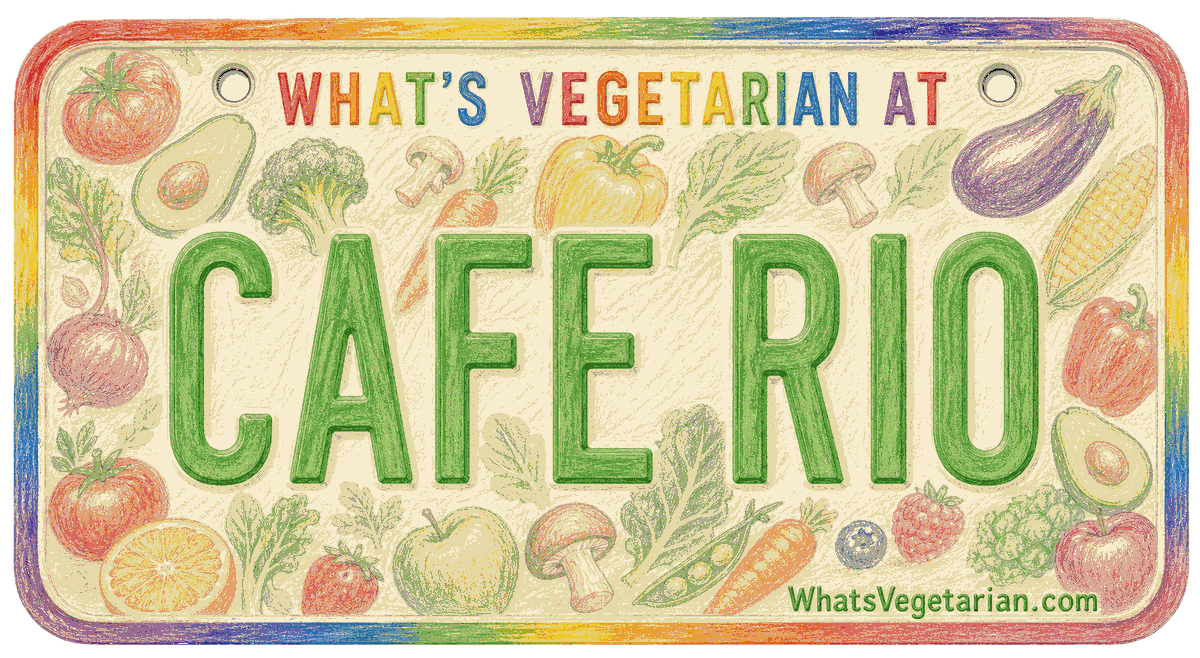 Cafe Rio vegetarian options license plate graphic