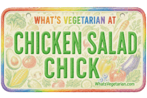 Chicken Salad Chick vegetarian options license plate graphic
