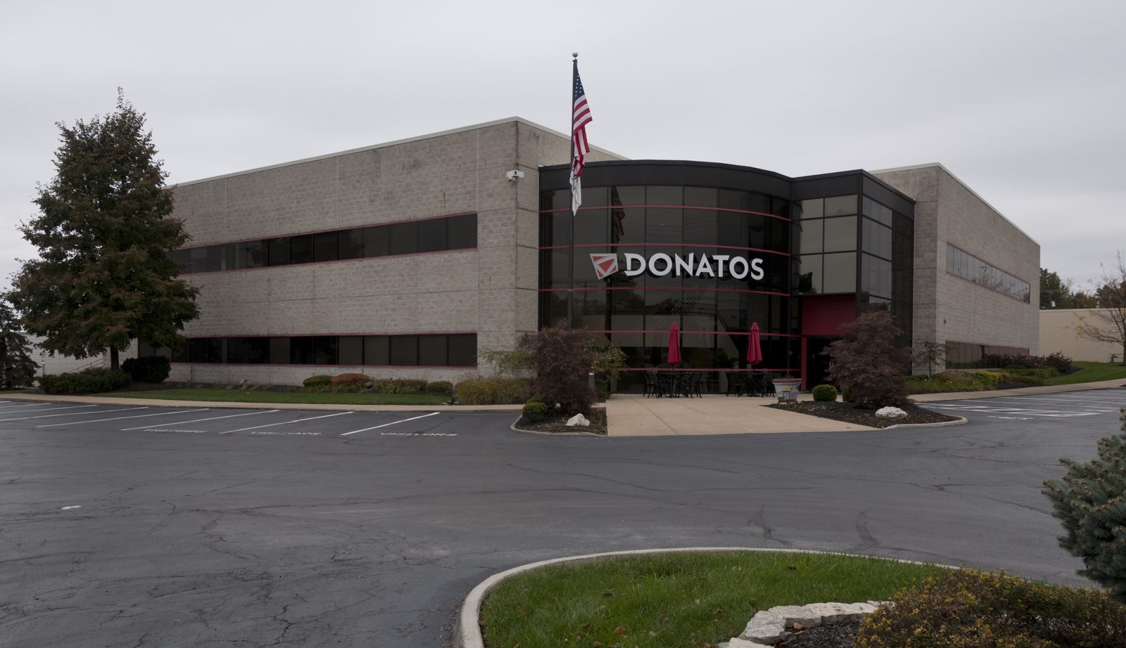Donatos Pizza corporate headquarters in Gahanna, Ohio, the Columbus-area home of the family-owned pizza chain known for its Donatos Pizza vegetarian options.