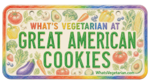 What's Vegetarian at Great American Cookies license plate graphic