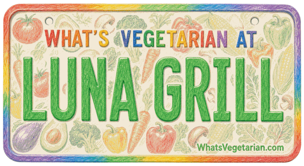 Luna Grill vegetarian options license plate graphic