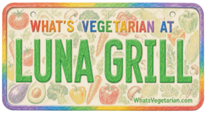 Luna Grill vegetarian options license plate graphic
