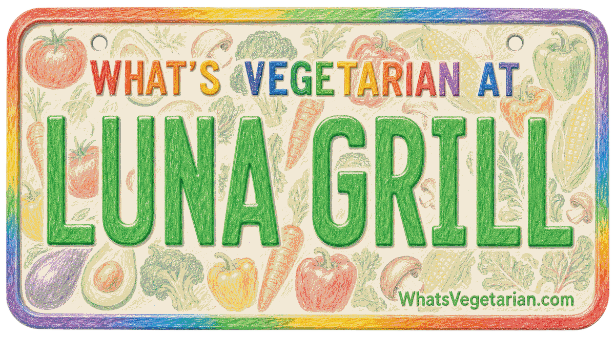 Luna Grill vegetarian options license plate graphic
