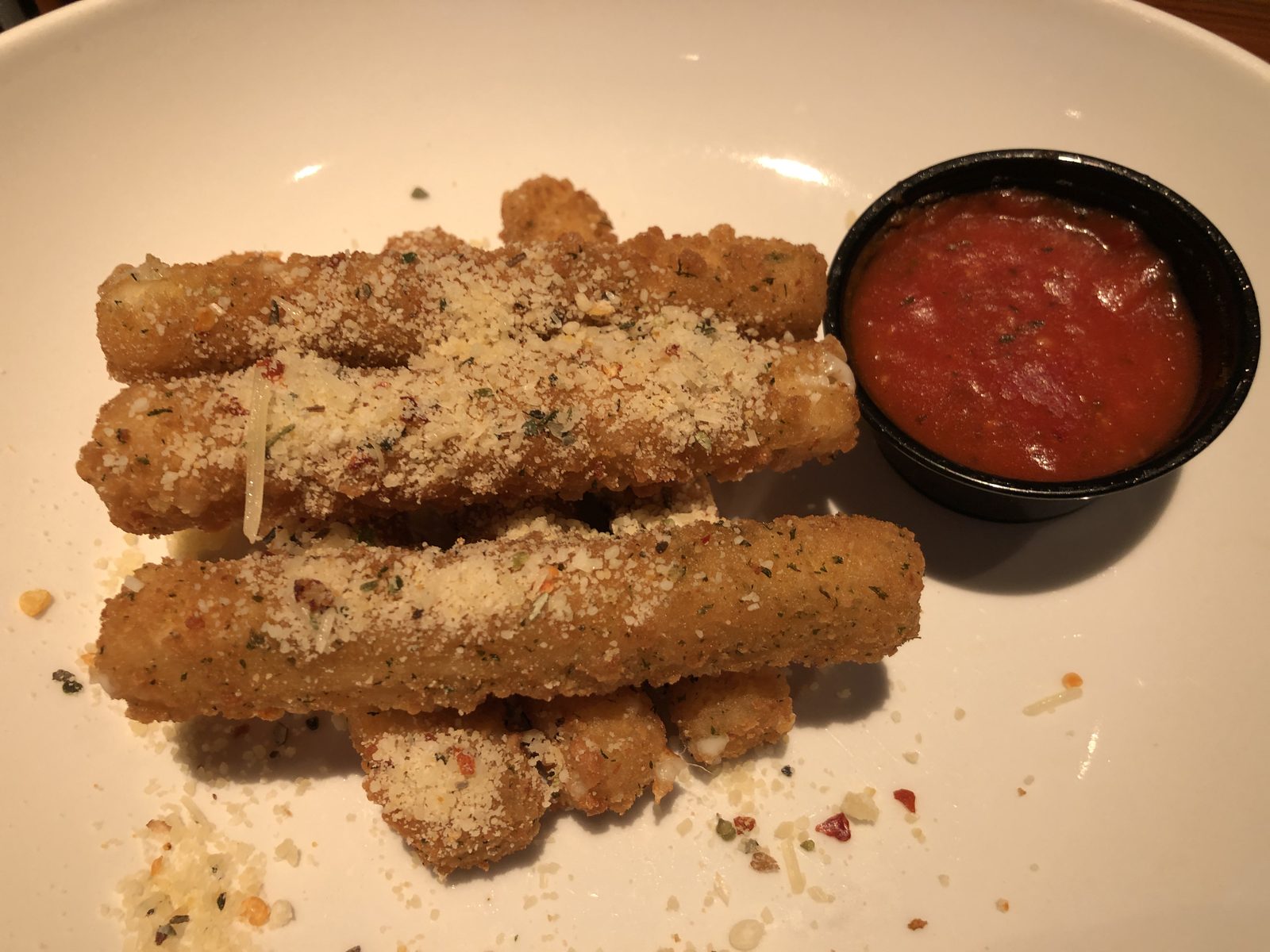 Mozzarella sticks, one of the Miller's Ale House vegetarian options, served at the Sterling, Virginia location