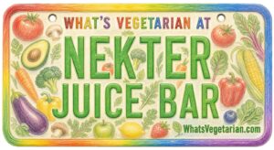 Nekter Juice Bar vegetarian options license plate graphic
