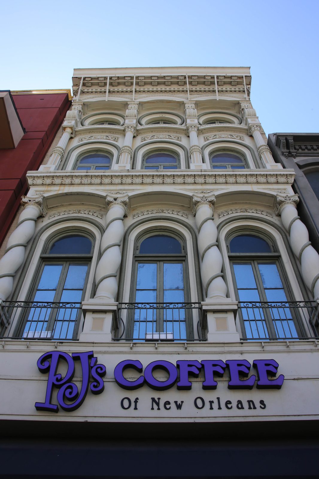 PJ's Coffee storefront, home of PJ's Coffee vegetarian options in New Orleans