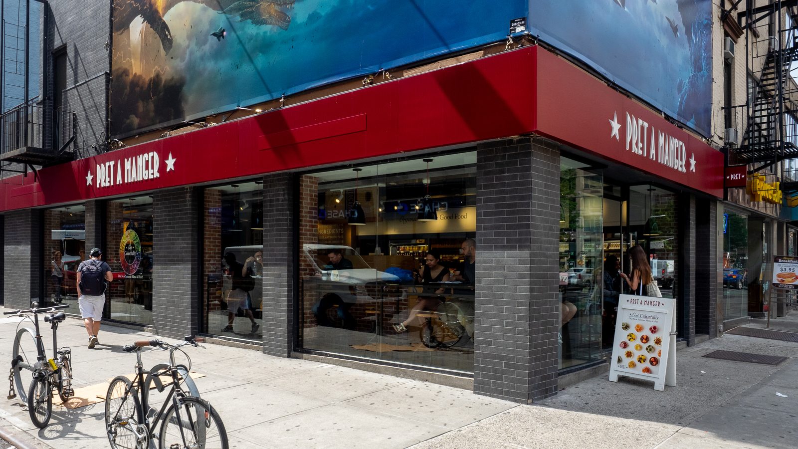 Pret a Manger storefront with green signage