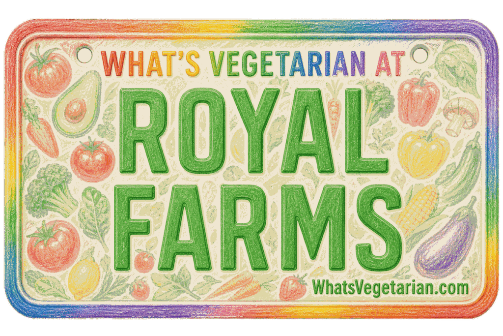 What's Vegetarian at Royal Farms license plate graphic