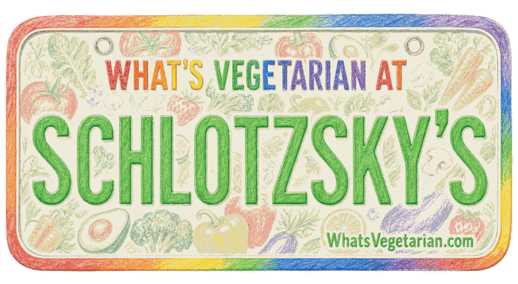 Schlotzsky's vegetarian options license plate graphic