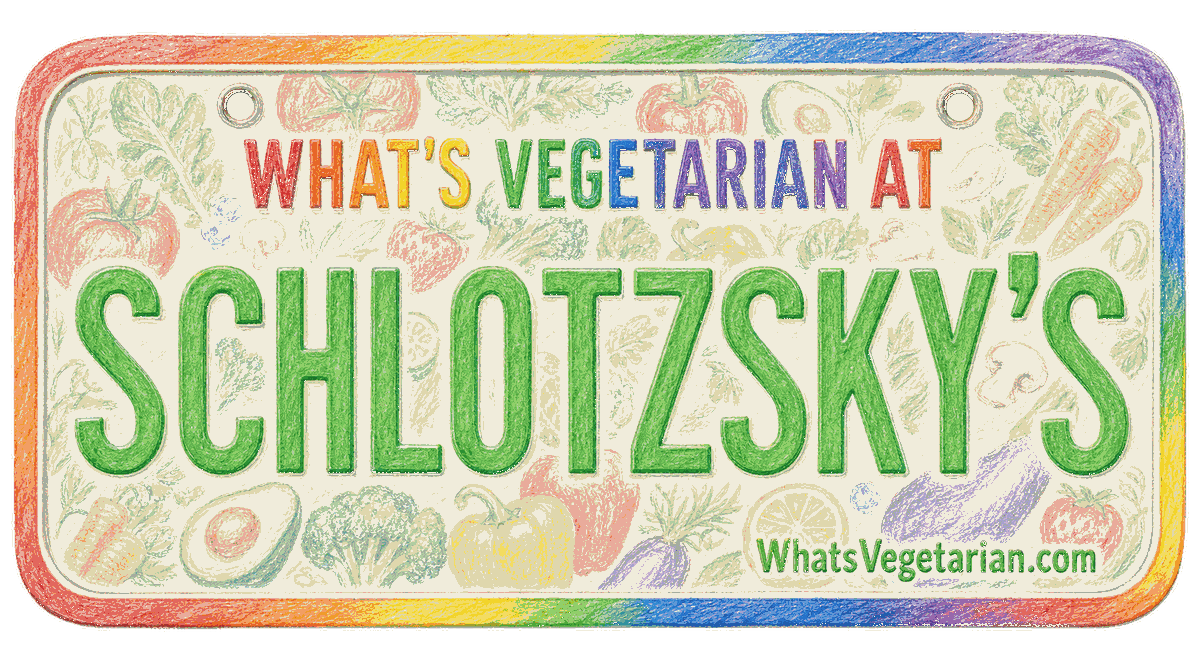 Schlotzsky's vegetarian options license plate graphic