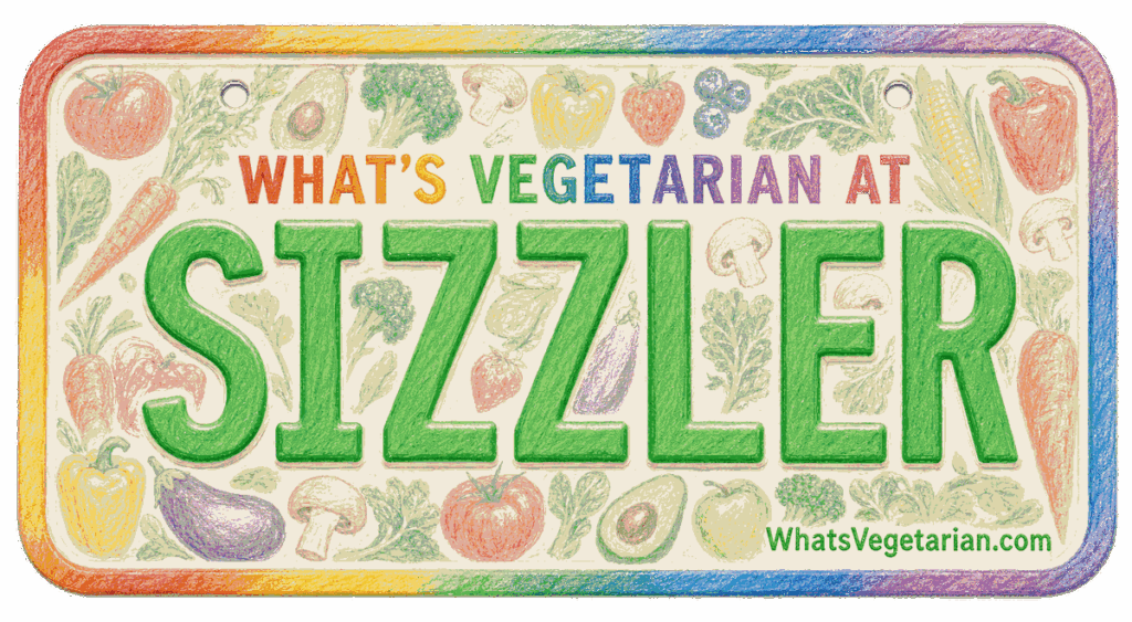 Sizzler vegetarian options license plate graphic for WhatsVegetarian.com