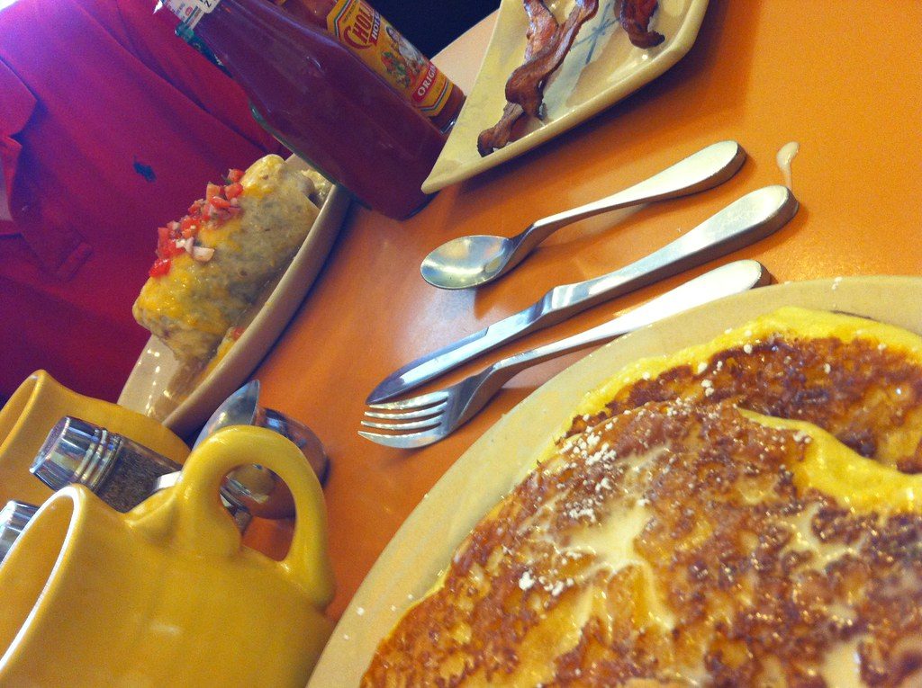 Pancake breakfast plate, one of the Snooze vegetarian options