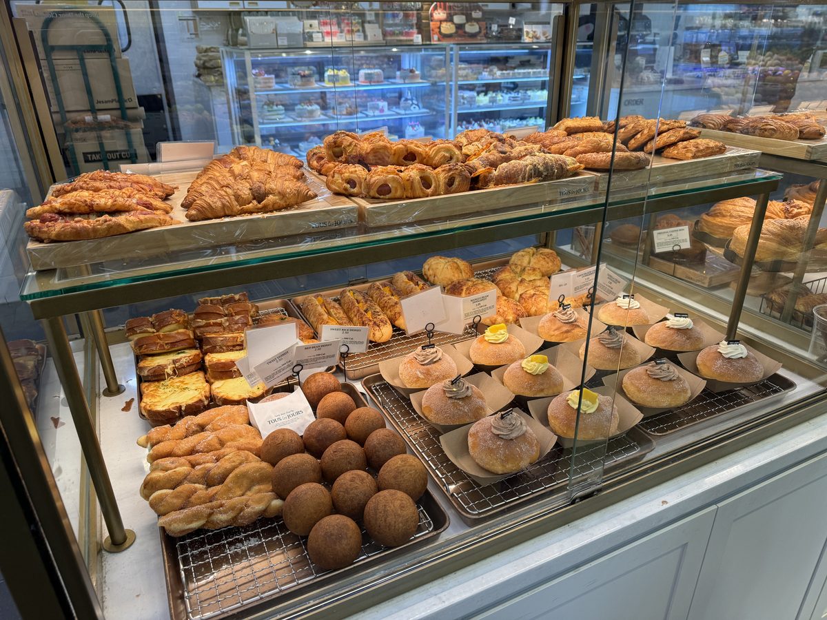Tous Les Jours vegetarian options pastry and bread case