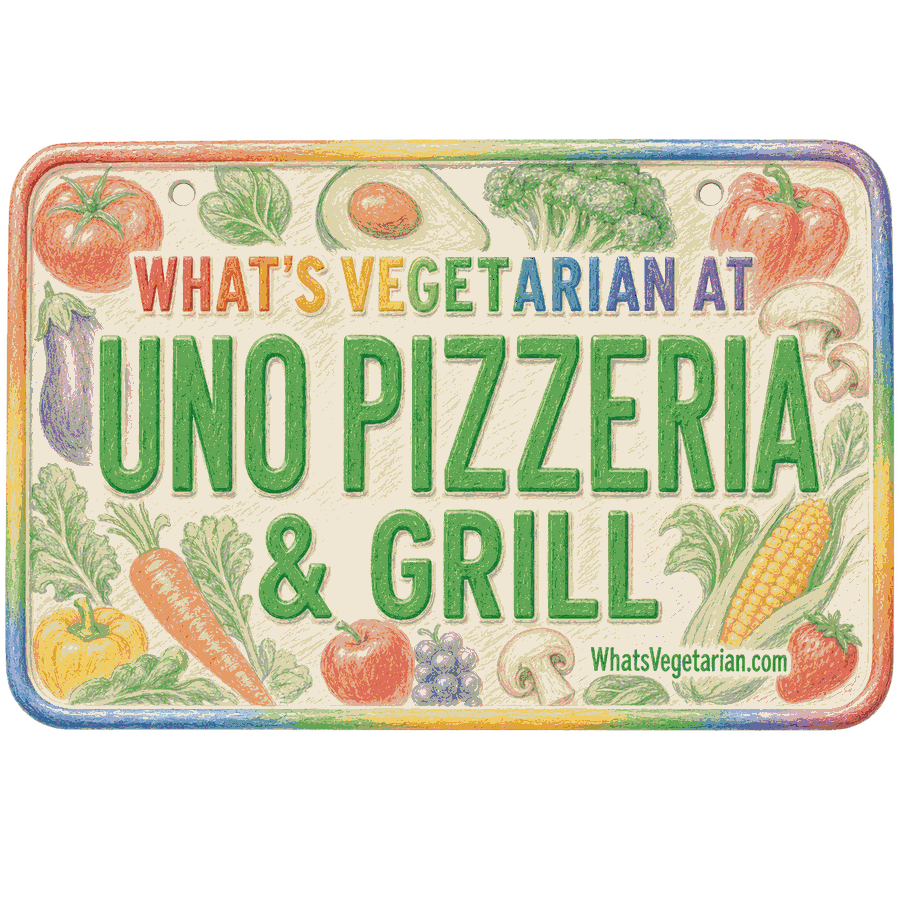What's Vegetarian at Uno Pizzeria & Grill license plate graphic