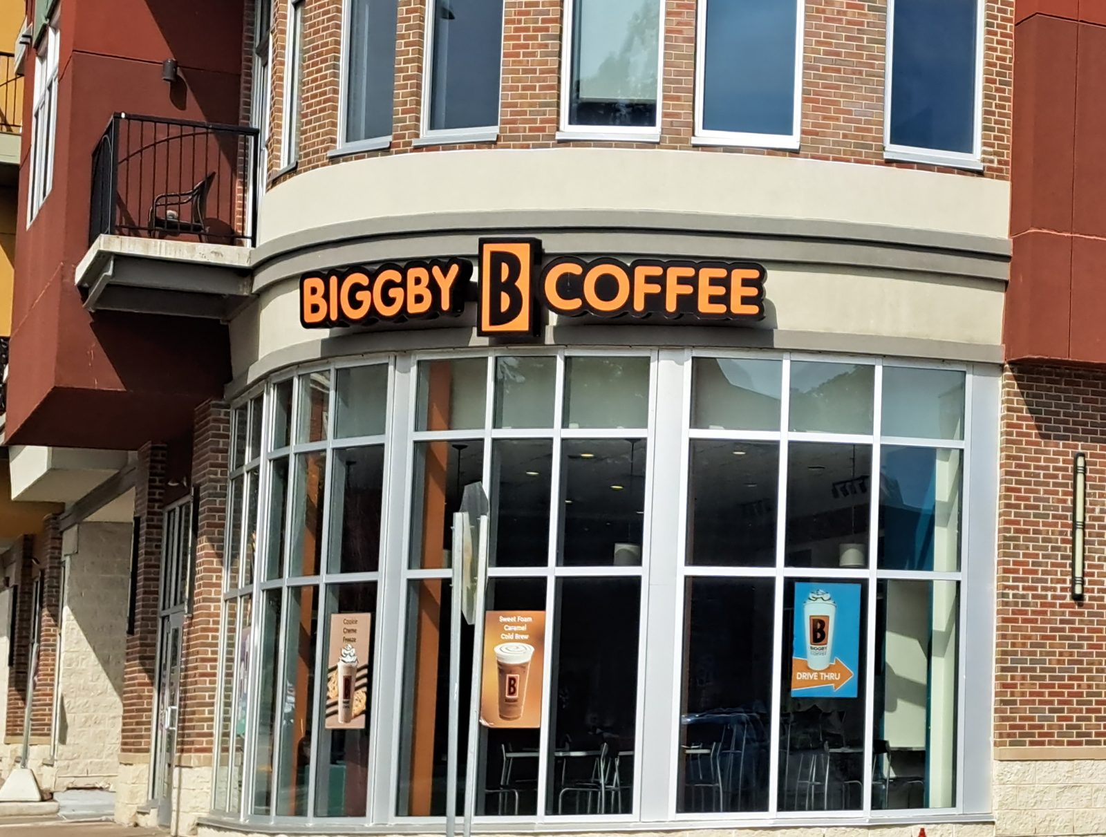 BIGGBY Coffee storefront in East Lansing, Michigan, the original home of BIGGBY Coffee vegetarian options
