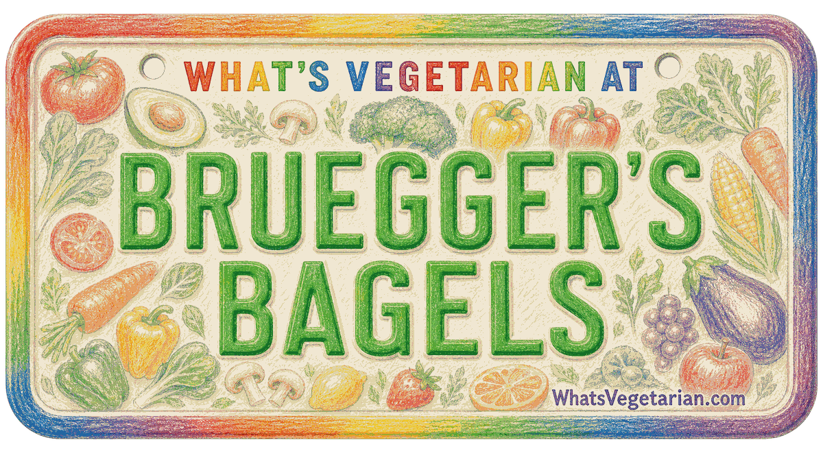 Bruegger's Bagels vegetarian options license plate graphic, WhatsVegetarian.com