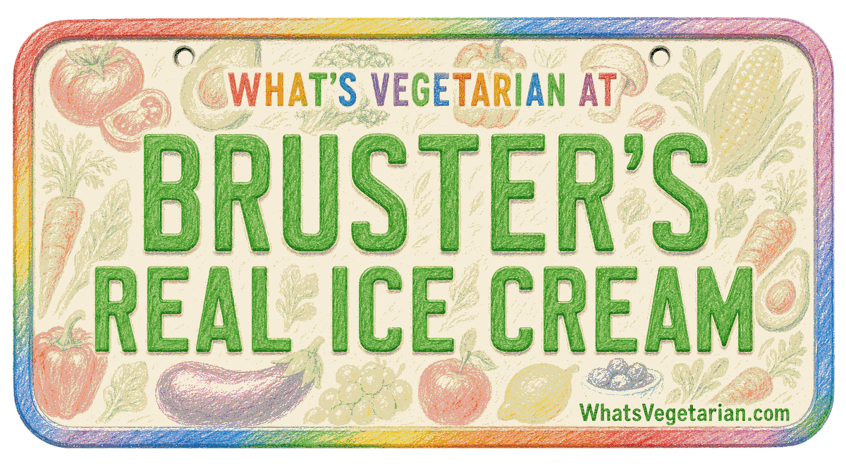 Bruster's Real Ice Cream vegetarian options license plate graphic