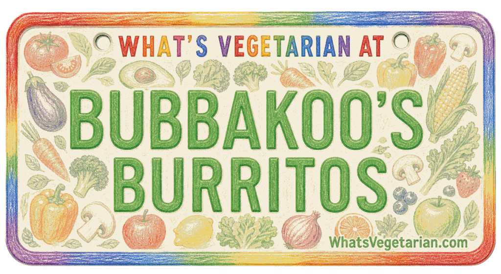 Bubbakoo's Burritos vegetarian options license plate graphic