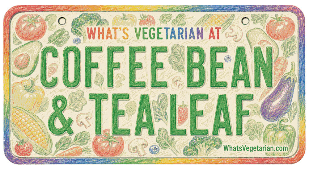 What's Vegetarian at Coffee Bean & Tea Leaf license plate graphic