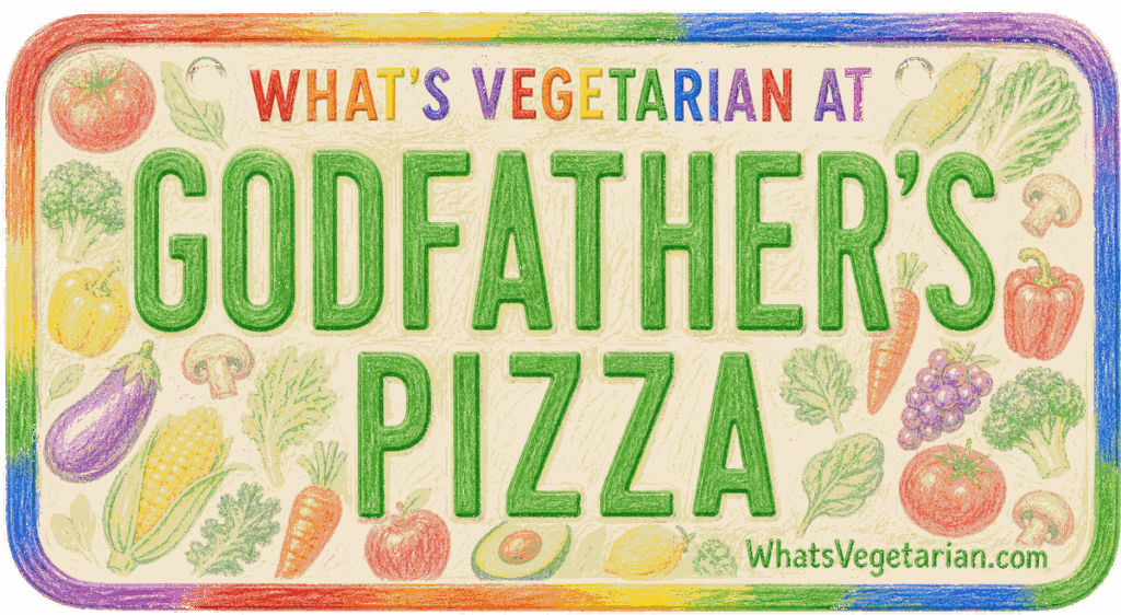 Godfather's Pizza vegetarian options guide license plate from WhatsVegetarian.com