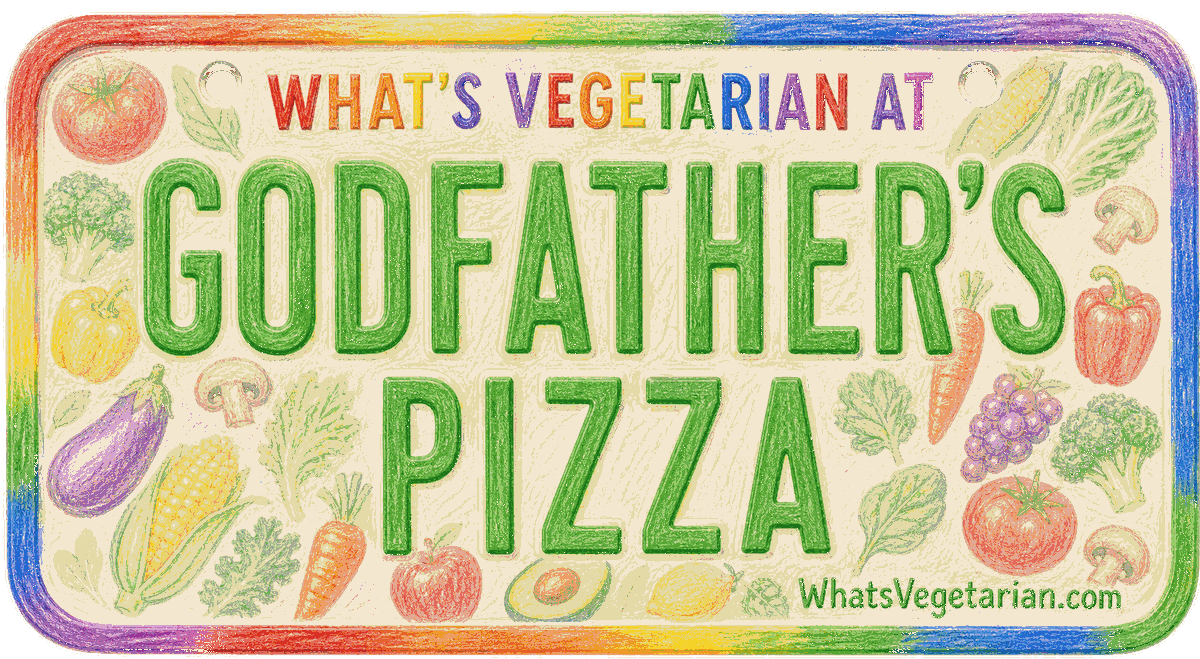 Godfather's Pizza vegetarian options guide license plate from WhatsVegetarian.com