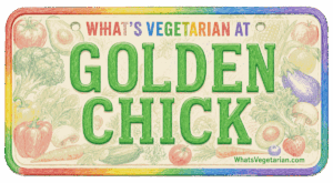 Golden Chick vegetarian options license plate graphic