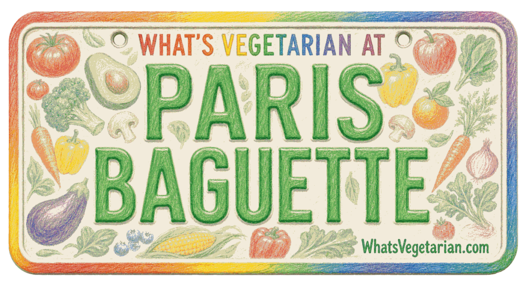 Paris Baguette vegetarian options license plate graphic