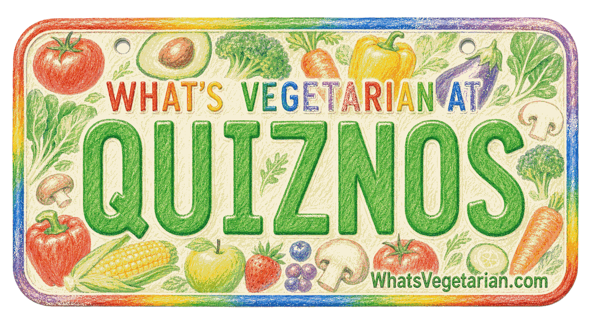 Quiznos vegetarian options license plate graphic