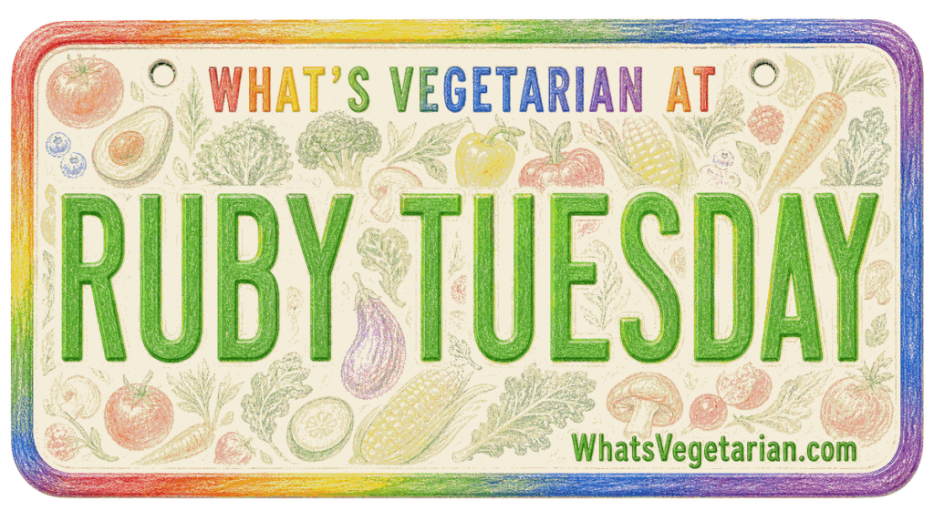 Ruby Tuesday vegetarian options license plate graphic