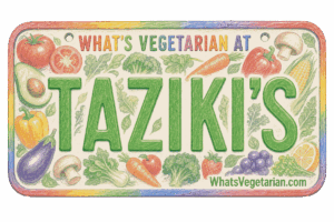 Taziki's vegetarian options license plate graphic from WhatsVegetarian.com