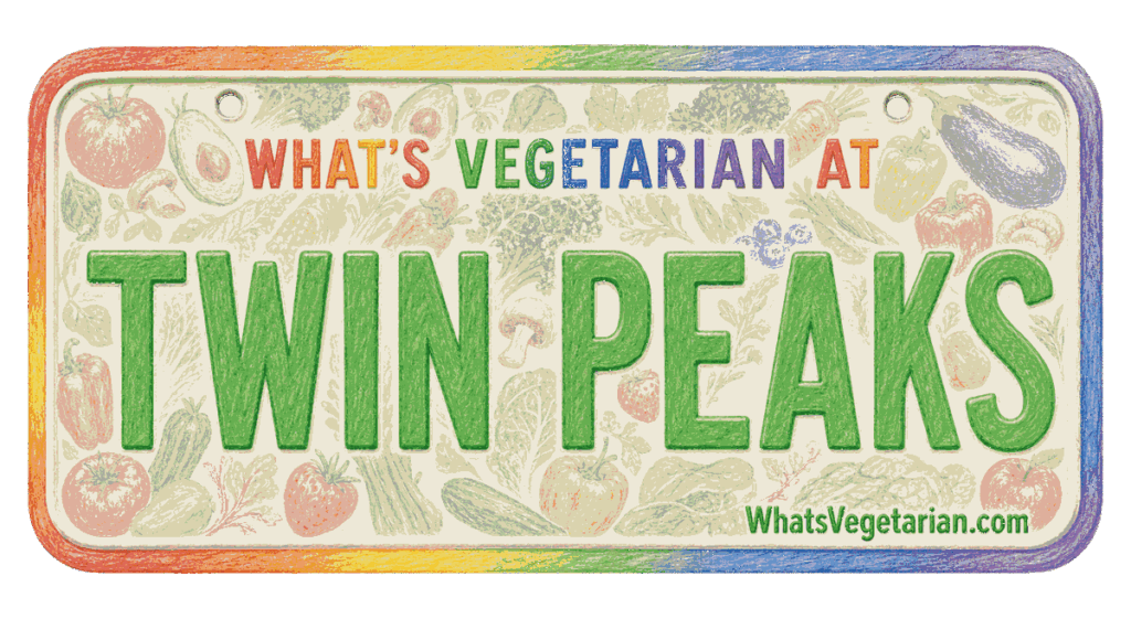 Twin Peaks vegetarian options license plate graphic