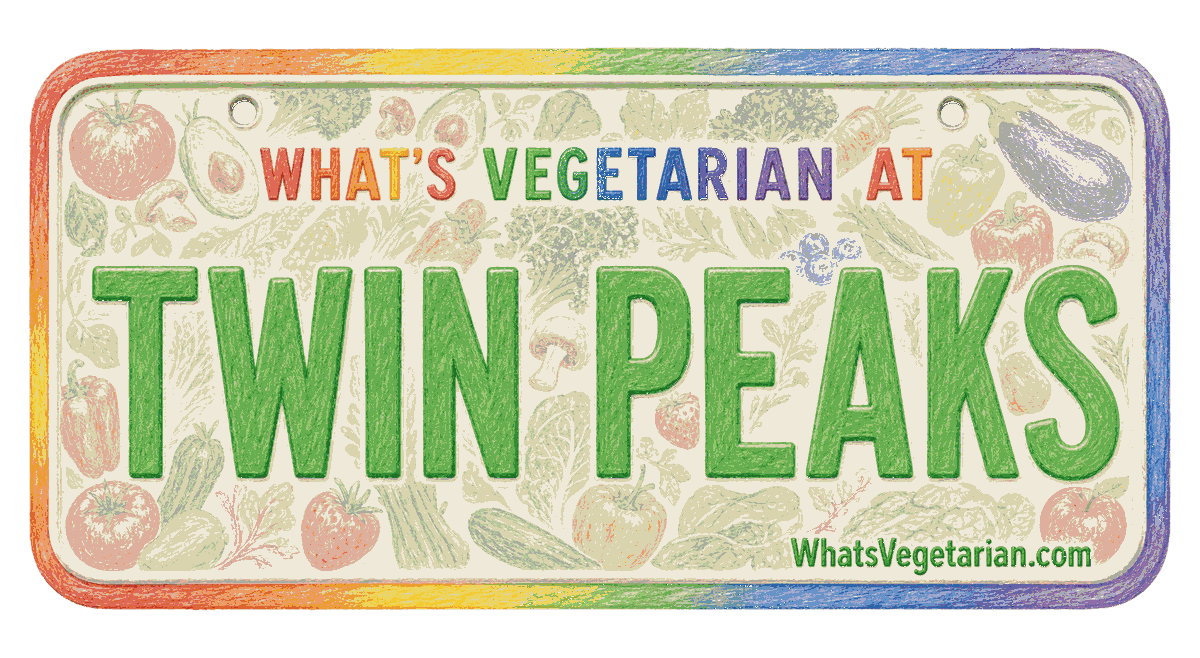 Twin Peaks vegetarian options license plate graphic