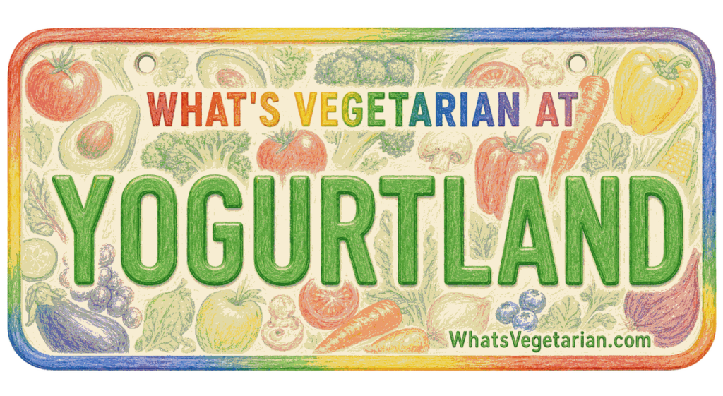 What's Vegetarian at Yogurtland license plate graphic