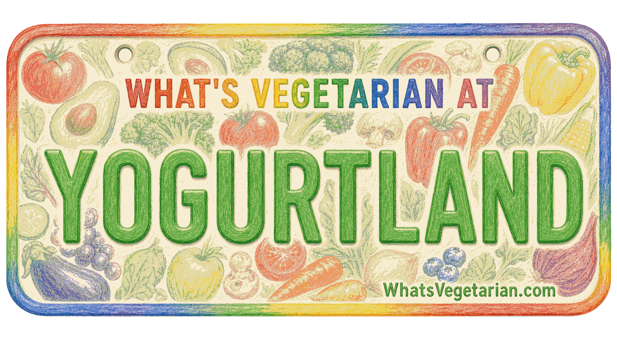 What's Vegetarian at Yogurtland license plate graphic