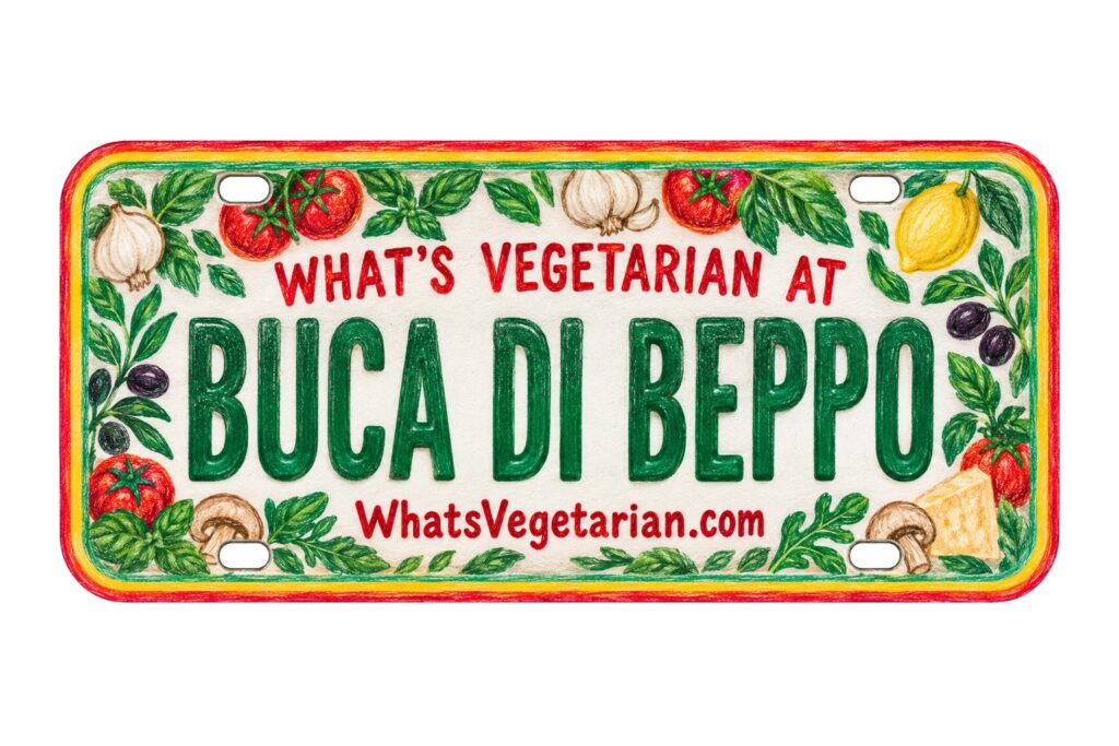 What's Vegetarian at Buca di Beppo? license plate featured image