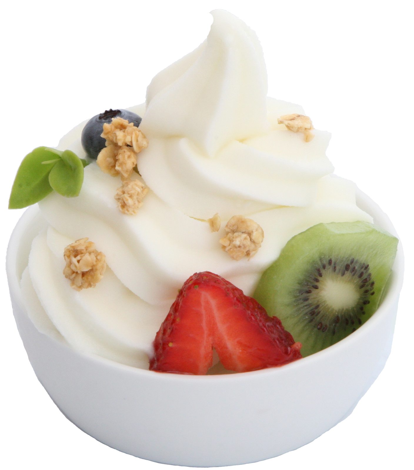 Yogurtland vegetarian options: a cup of frozen yogurt with fresh fruit toppings