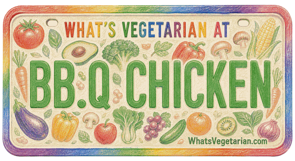 bb.q Chicken vegetarian options license plate graphic