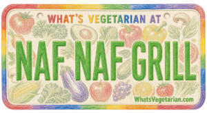 Naf Naf Grill vegetarian options license plate graphic