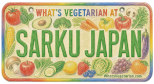 Sarku Japan vegetarian options license plate graphic for WhatsVegetarian.com