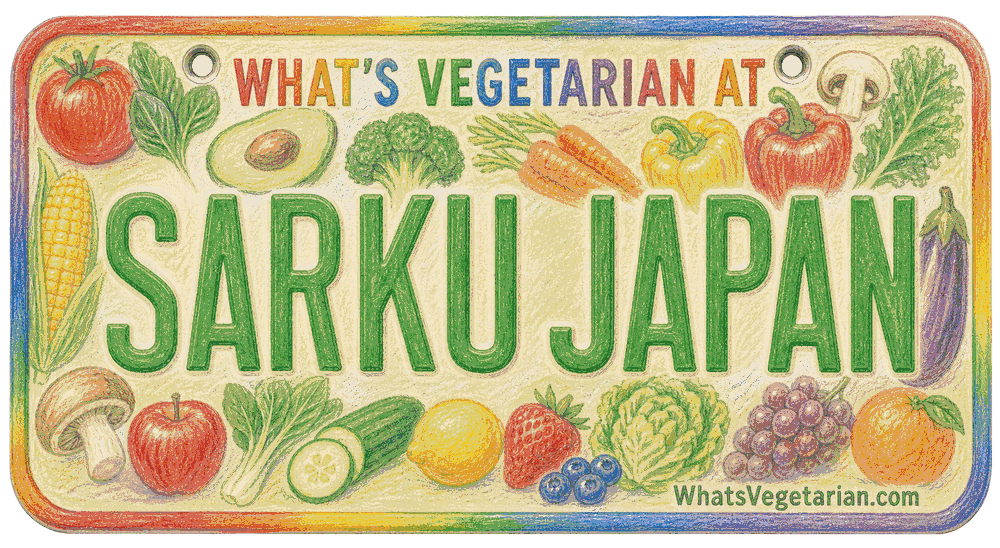 Sarku Japan vegetarian options license plate graphic for WhatsVegetarian.com