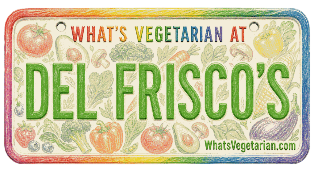 Del Frisco's vegetarian options license plate graphic