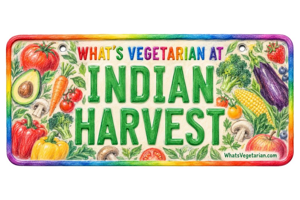 What's Vegetarian at Indian Harvest? license plate featured image
