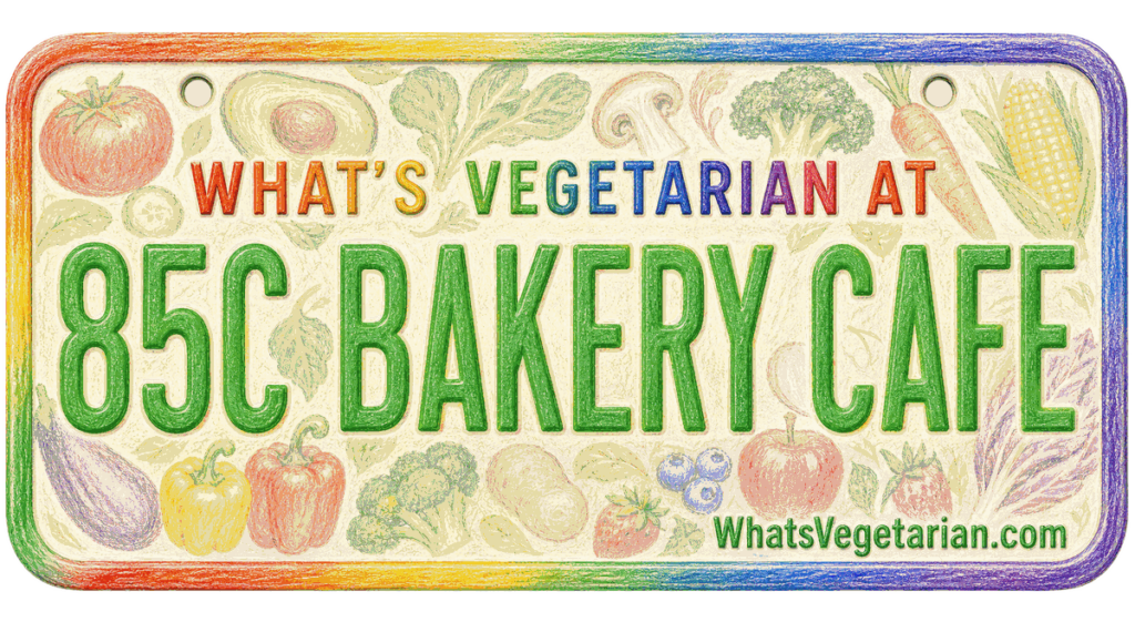 85C Bakery Cafe vegetarian options license plate graphic