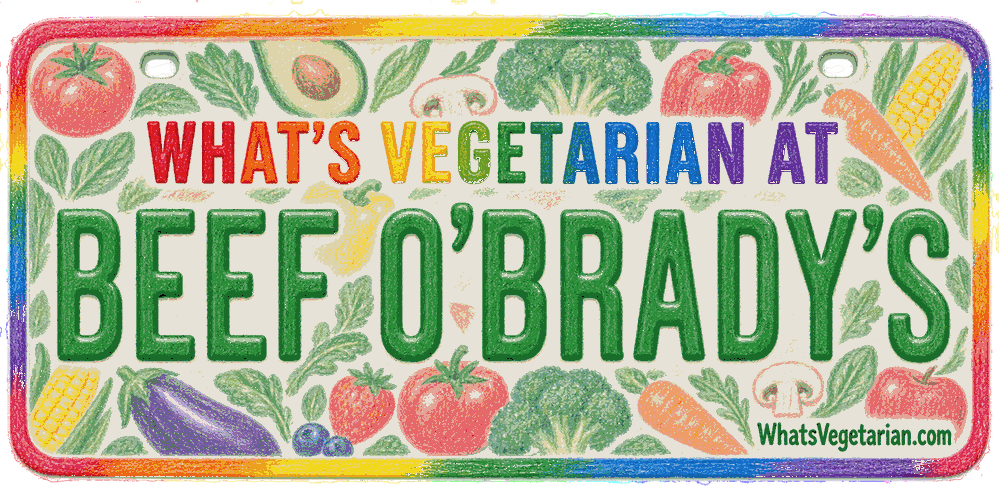What's Vegetarian at Beef O'Brady's license plate graphic