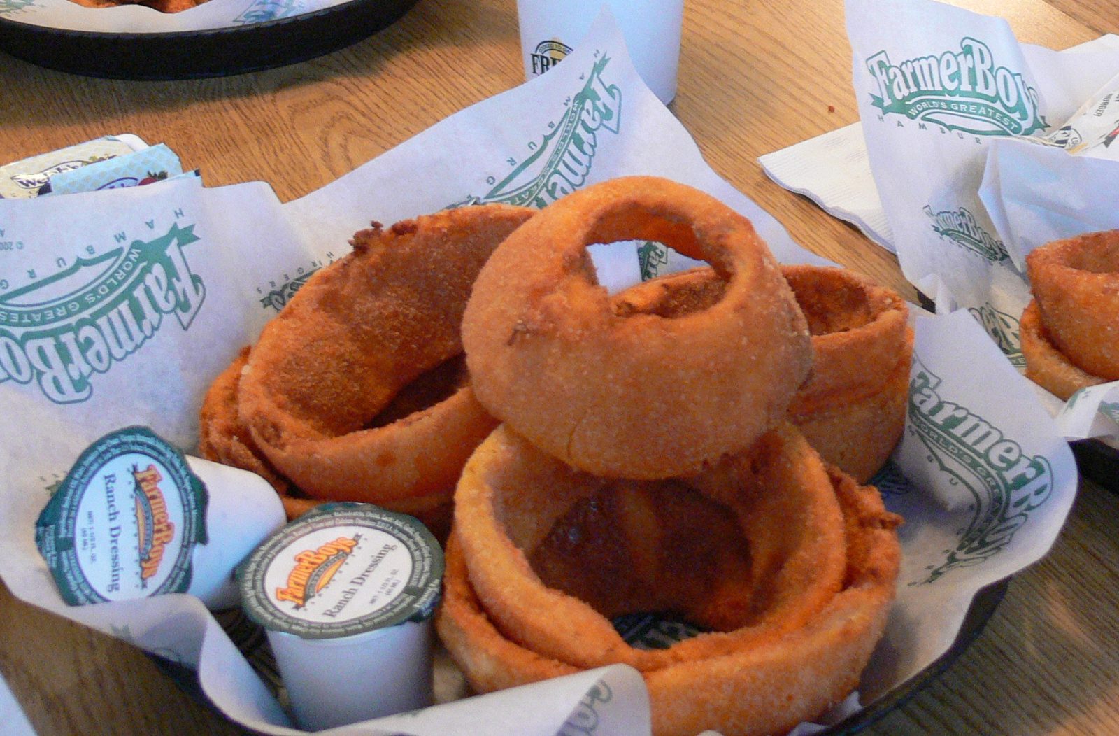 Colossal Onion Rings, one of the vegetarian Farmer Boys vegetarian options