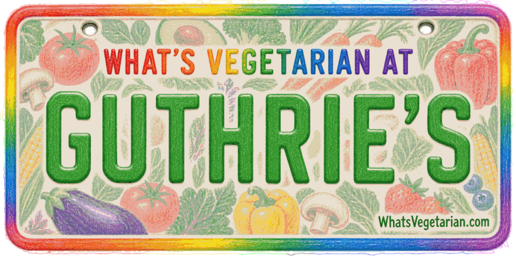 Guthrie's vegetarian options license plate graphic, WhatsVegetarian.com