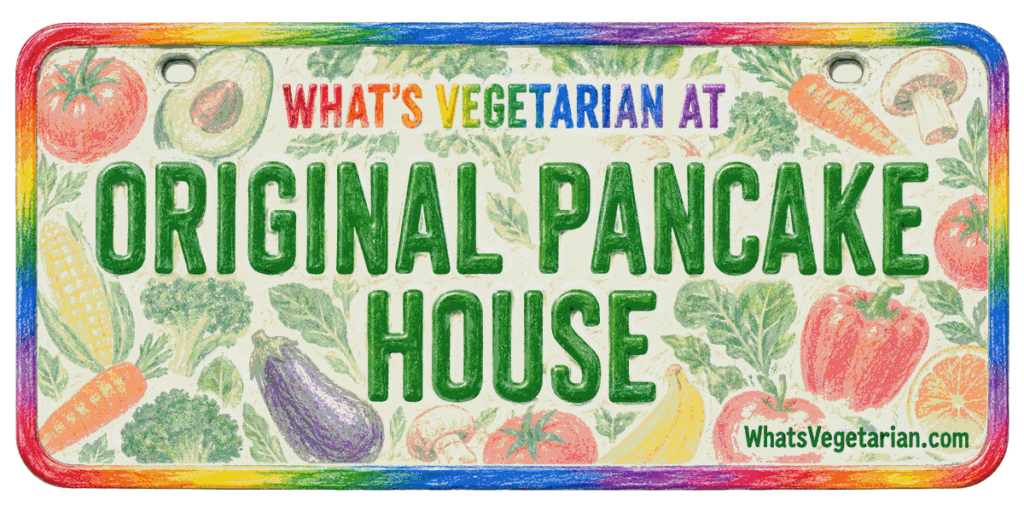 Original Pancake House vegetarian options license plate graphic