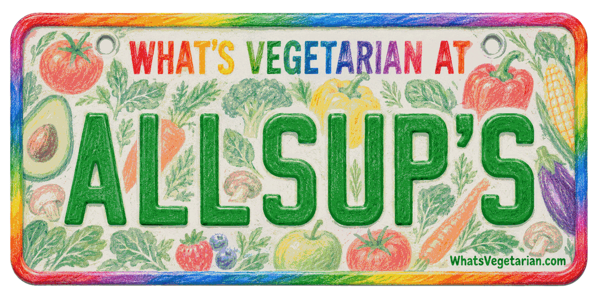 Allsup's vegetarian options license plate graphic, WhatsVegetarian.com